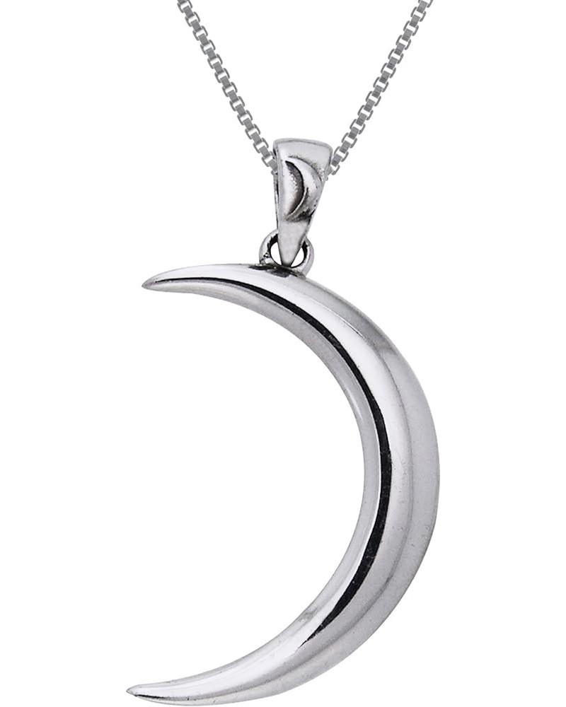 Large Waxing Crescent Moon Sterling SIlver Pendant Necklace 20" Chain $32.44 Necklaces