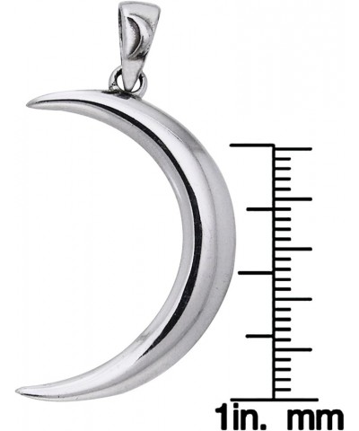 Large Waxing Crescent Moon Sterling SIlver Pendant Necklace 20" Chain $32.44 Necklaces