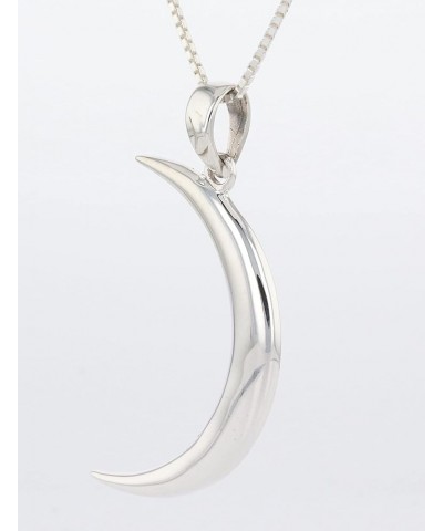 Large Waxing Crescent Moon Sterling SIlver Pendant Necklace 20" Chain $32.44 Necklaces