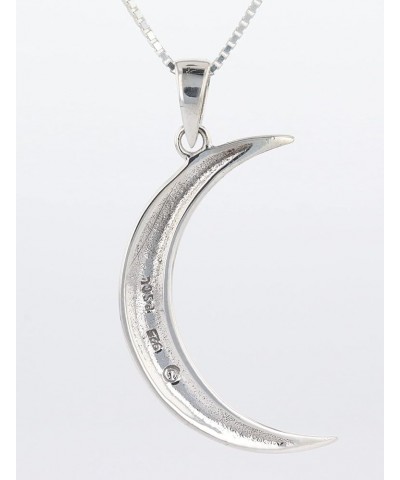 Large Waxing Crescent Moon Sterling SIlver Pendant Necklace 20" Chain $32.44 Necklaces