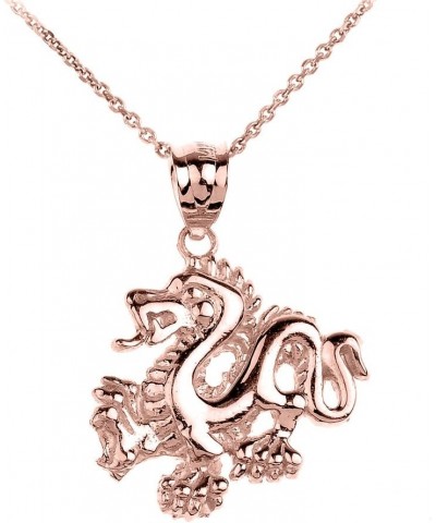 14k Rose Gold Chinese Dragon Charm Pendant Necklace 20.0 Inches $123.99 Necklaces