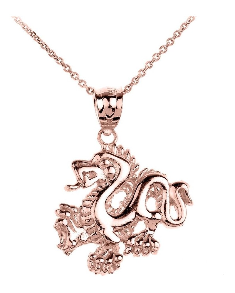 14k Rose Gold Chinese Dragon Charm Pendant Necklace 20.0 Inches $123.99 Necklaces