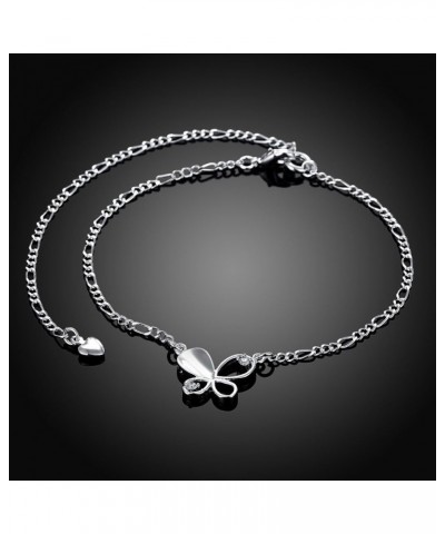 Sterling Silver Crystal Butterfly Charm Anklet Chain Summer Sandals Anklet $7.69 Anklets