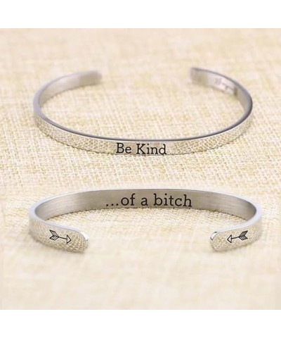 Be Kind of a Bitch Mantra Bracelet, Stainless Steel Engraved Motivational Cuff Bangle, Sister Friends Bracelet, Jewelry Gifts...