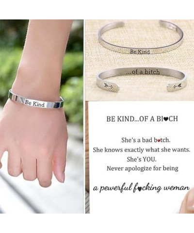 Be Kind of a Bitch Mantra Bracelet, Stainless Steel Engraved Motivational Cuff Bangle, Sister Friends Bracelet, Jewelry Gifts...