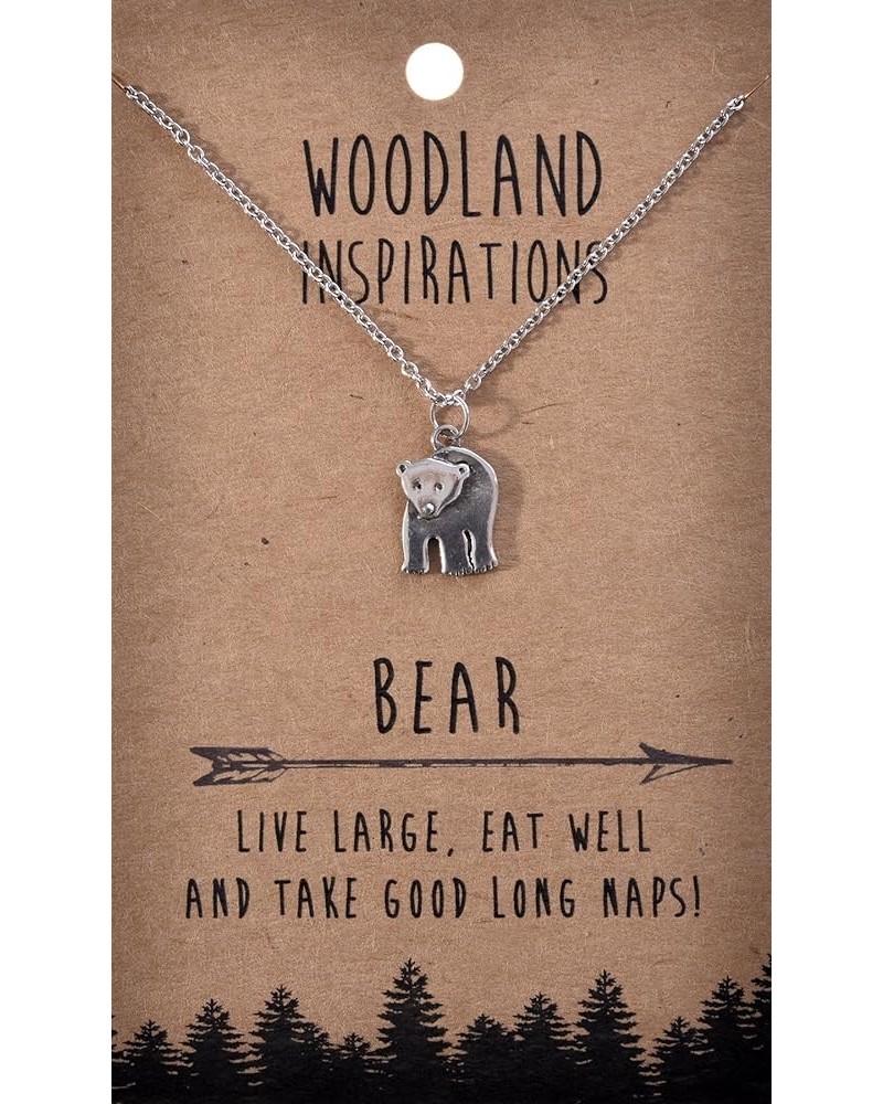 Shag Wear Women's American Woodland Nature Inspire Pendant Pewter Necklaces Bear Pendant $11.19 Necklaces