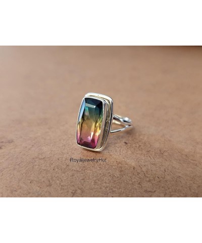 Multi Color Tourmaline Quartz Ring, 925 Solid Sterling Silver Ring, Handmade Boho Ring, Gemstone Ring, Gift for Her, Women Ri...