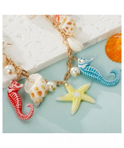 Shell Starfish Necklace Bracelet Conch Statement Chunky Necklace Mermaid Costume Jewelry Beach Jewelry for Women Necklace & E...