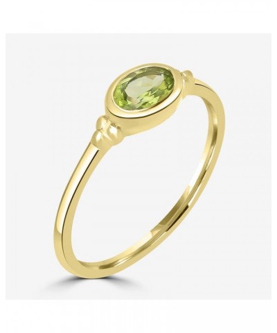 East-West 14k Gold over Sterling Silver Genuine Gemstone Stackable Solitaire Bezel Ring, Sizes 6-8 7 Yellow Gold Over Sterlin...