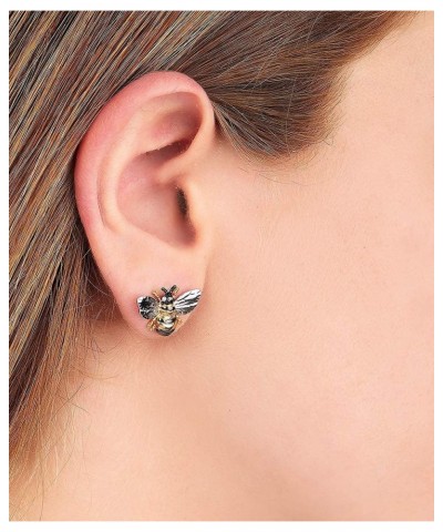 18K Gold Plated Enamel Stud with Shimmering Bumble Bee Earrings For Women $10.79 Earrings