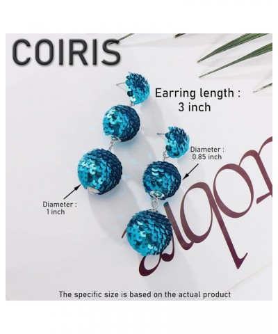 Sequin Ball Dangle Stud Earrings for Women Beaded Statement Drop Earrings Teal $10.25 Earrings