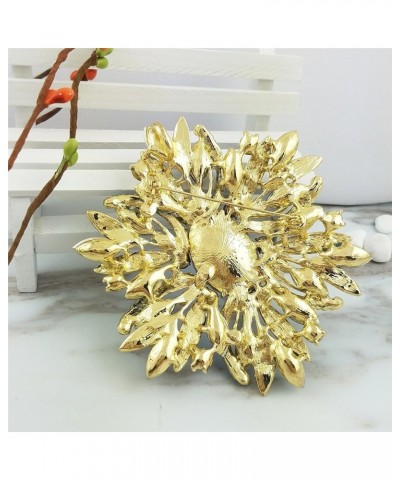 3.5" Huge Big Large Brooch Pendant Scarf Hats Decoration Blue Flower Pin Gold Tone Blue $11.39 Brooches & Pins