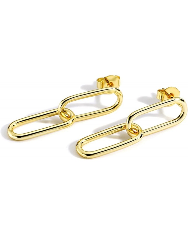 FiFizzz Gold Plated Paperclip Link Stud Earrings Drop Dangle Earrings for Women and Girls, Fashion Delicate Statement Jewelry...