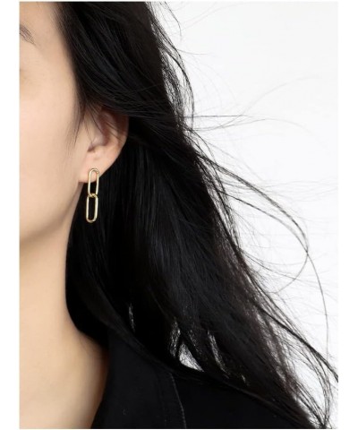 FiFizzz Gold Plated Paperclip Link Stud Earrings Drop Dangle Earrings for Women and Girls, Fashion Delicate Statement Jewelry...