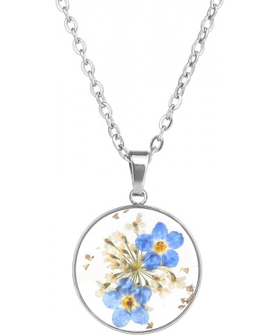 Birth Flower Necklace, Forget Me Not Jewelry - Pressed Flower Necklace, Birth Month Flower Necklace, Flower Necklace, Handmad...