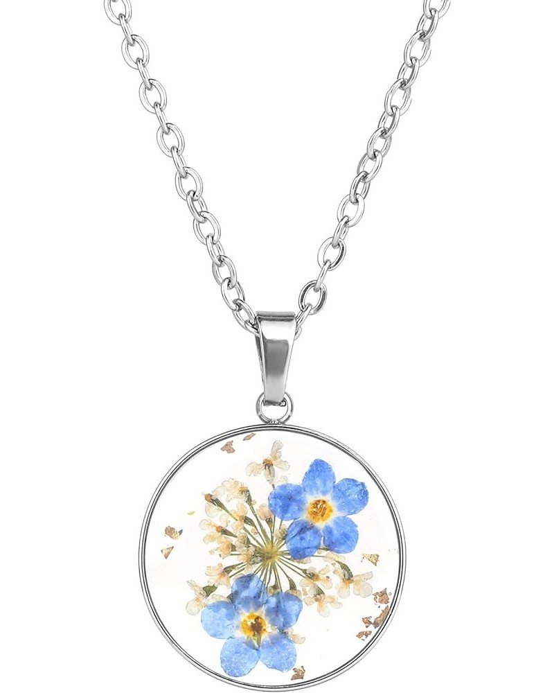 Birth Flower Necklace, Forget Me Not Jewelry - Pressed Flower Necklace, Birth Month Flower Necklace, Flower Necklace, Handmad...