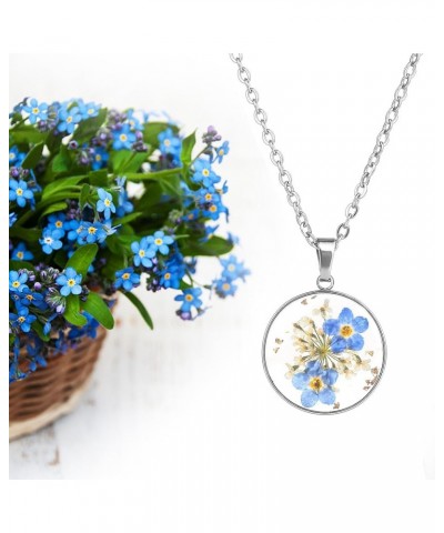 Birth Flower Necklace, Forget Me Not Jewelry - Pressed Flower Necklace, Birth Month Flower Necklace, Flower Necklace, Handmad...