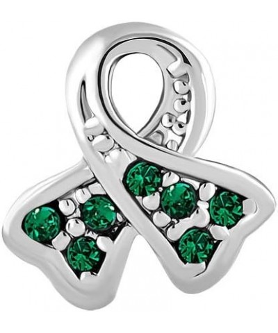 Crystal Birthstone Charms Breast Cancer Awareness Ribbon Beads Emerald $7.69 Bracelets