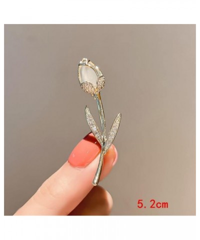 Tulip Flower Brooch Rhinestone Brooch Collar Pin Jewelry Wedding Pin Elegant Opal Crystal Rhinestone Flower Corsage Scarf Pin...