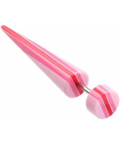 Multi Stripe Acrylic WildKlass Fake Tapers (Sold as Pair) 18 GA, 6mm, 6mm ball size, Pink/Red $8.47 Body Jewelry