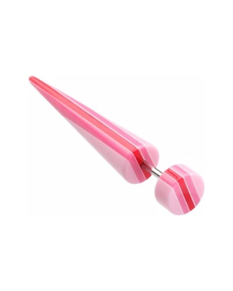 Multi Stripe Acrylic WildKlass Fake Tapers (Sold as Pair) 18 GA, 6mm, 6mm ball size, Pink/Red $8.47 Body Jewelry