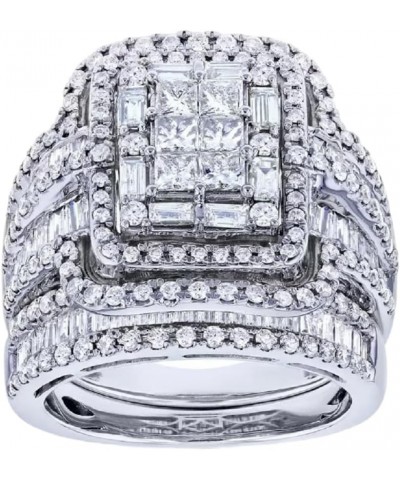 Luxury 925 Sterling Silver Exaggerated rhinestone ring set Bridal ring AAA Cubic Zirconia CZ Full Diamond Engagements Rings W...