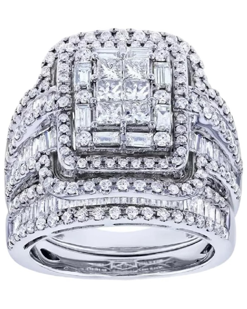 Luxury 925 Sterling Silver Exaggerated rhinestone ring set Bridal ring AAA Cubic Zirconia CZ Full Diamond Engagements Rings W...