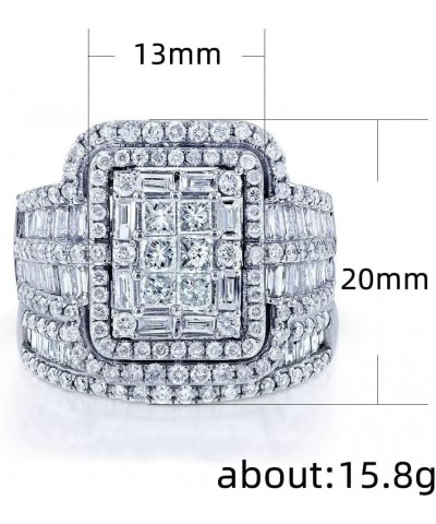 Luxury 925 Sterling Silver Exaggerated rhinestone ring set Bridal ring AAA Cubic Zirconia CZ Full Diamond Engagements Rings W...