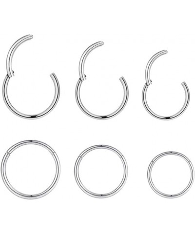 3-6 Pcs 20G 18G 16G Hypoallergenic Nose Rings 316l Surgical Steel Septum Jewelry Hinged Segment Ring Body Piercing Nose Hoop ...