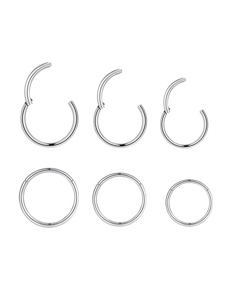 3-6 Pcs 20G 18G 16G Hypoallergenic Nose Rings 316l Surgical Steel Septum Jewelry Hinged Segment Ring Body Piercing Nose Hoop ...