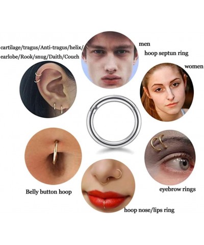 3-6 Pcs 20G 18G 16G Hypoallergenic Nose Rings 316l Surgical Steel Septum Jewelry Hinged Segment Ring Body Piercing Nose Hoop ...