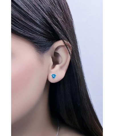 5.5x5.5mm Trillion Blue Topaz Solitaire Stud Earrings for Women in 10K Gold Rose Gold Screw Back $37.14 Earrings