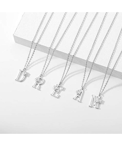 Stainless Steel Flower Initial Pendant, A-Z, 26 Letter Alphabet CZ Cubic Zirconia Necklace P (Silver) $12.53 Necklaces