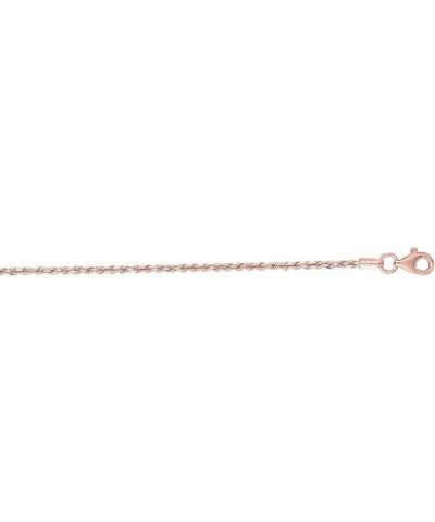 14k SOLID Yellow or White Or Rose/Pink Gold 1.50mm Shiny Diamond-Cut Royal Solid Rope Chain Necklace for Pendants and Charms ...