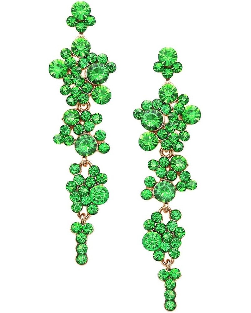 Women's Stunning Crystal Rhinestone Statement Bubble Dangle Earrings, 3.25 Bright Green Gold Tone $11.07 Earrings