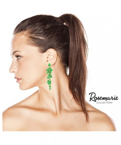 Women's Stunning Crystal Rhinestone Statement Bubble Dangle Earrings, 3.25 Bright Green Gold Tone $11.07 Earrings