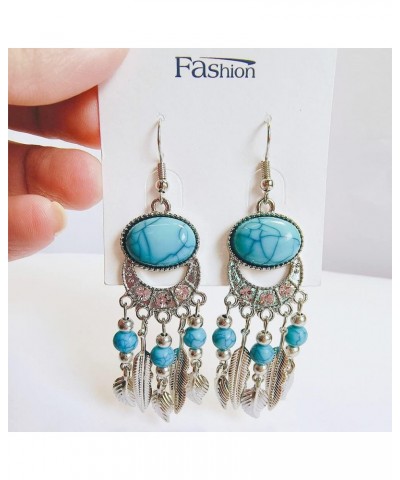 Fashion Bohemian Earrings for Women Imitation Turquoise Earrings Dangle Bohemian Jewelry for Women Girls lake blue $8.11 Earr...