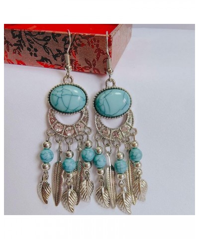 Fashion Bohemian Earrings for Women Imitation Turquoise Earrings Dangle Bohemian Jewelry for Women Girls lake blue $8.11 Earr...