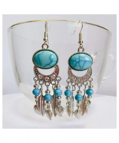 Fashion Bohemian Earrings for Women Imitation Turquoise Earrings Dangle Bohemian Jewelry for Women Girls lake blue $8.11 Earr...