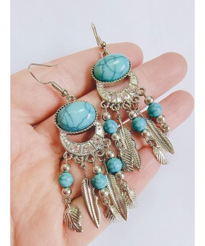 Fashion Bohemian Earrings for Women Imitation Turquoise Earrings Dangle Bohemian Jewelry for Women Girls lake blue $8.11 Earr...