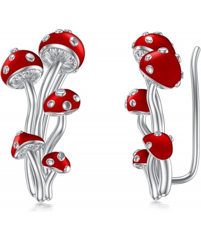 Mothers Day Gifts Mushroom Earrings 925 Sterling Silver Mushroom Jewelry Gifts for Women Girls climber earrings $17.35 Earrings