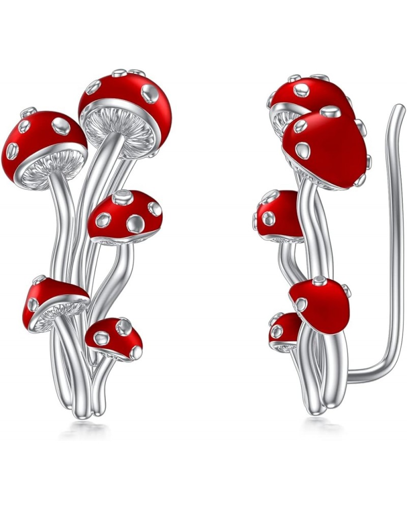 Mothers Day Gifts Mushroom Earrings 925 Sterling Silver Mushroom Jewelry Gifts for Women Girls climber earrings $17.35 Earrings