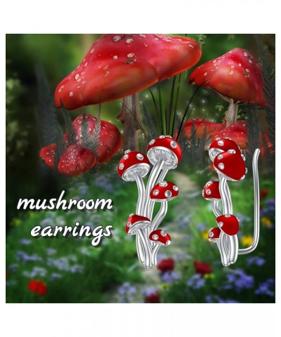 Mothers Day Gifts Mushroom Earrings 925 Sterling Silver Mushroom Jewelry Gifts for Women Girls climber earrings $17.35 Earrings