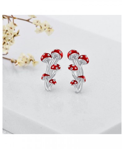 Mothers Day Gifts Mushroom Earrings 925 Sterling Silver Mushroom Jewelry Gifts for Women Girls climber earrings $17.35 Earrings