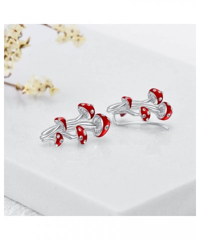 Mothers Day Gifts Mushroom Earrings 925 Sterling Silver Mushroom Jewelry Gifts for Women Girls climber earrings $17.35 Earrings