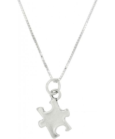 Sterling Silver Double Sided Autism Symbol Puzzle Piece Necklace 20.0 Inches $15.80 Necklaces