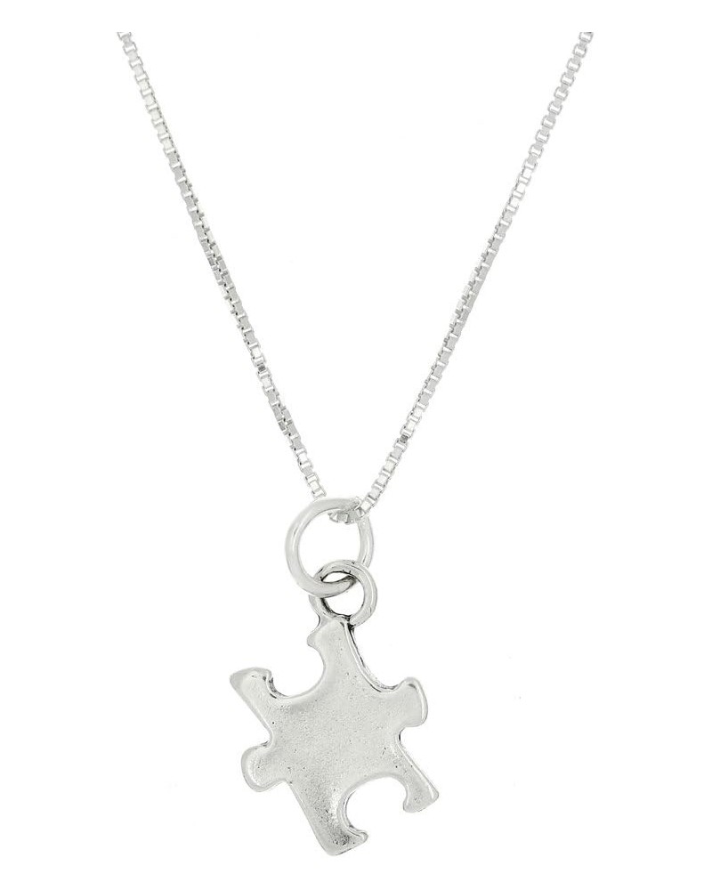 Sterling Silver Double Sided Autism Symbol Puzzle Piece Necklace 20.0 Inches $15.80 Necklaces