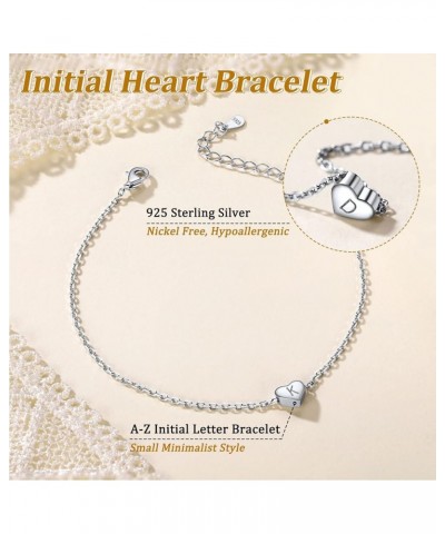 925 Sterling Silver Adjustable A-Z Letter Initial Heart Chain Charm Bracelet for Women Girls (with Gift Box) Y $10.32 Bracelets