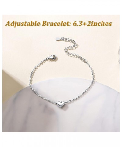 925 Sterling Silver Adjustable A-Z Letter Initial Heart Chain Charm Bracelet for Women Girls (with Gift Box) Y $10.32 Bracelets