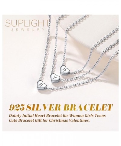 925 Sterling Silver Adjustable A-Z Letter Initial Heart Chain Charm Bracelet for Women Girls (with Gift Box) Y $10.32 Bracelets